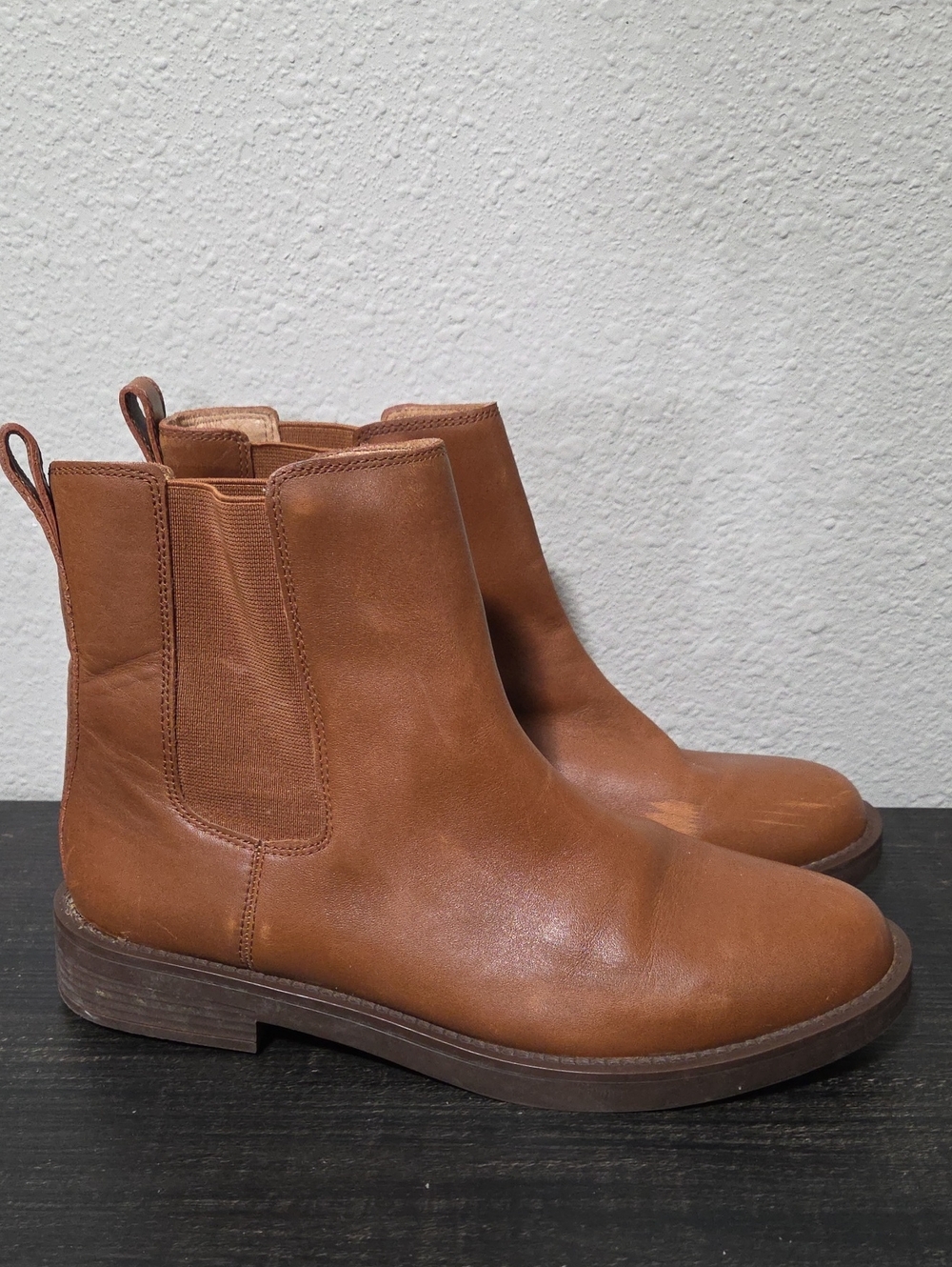 Madewell Cleary Chelsea Leather Boots English Saddle Brown Size 8.5 NH206
